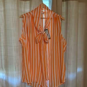 Orange stripe blouse